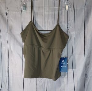 White Sierra Women's Olive Green Spaghetti Strap Cropped Top NWT